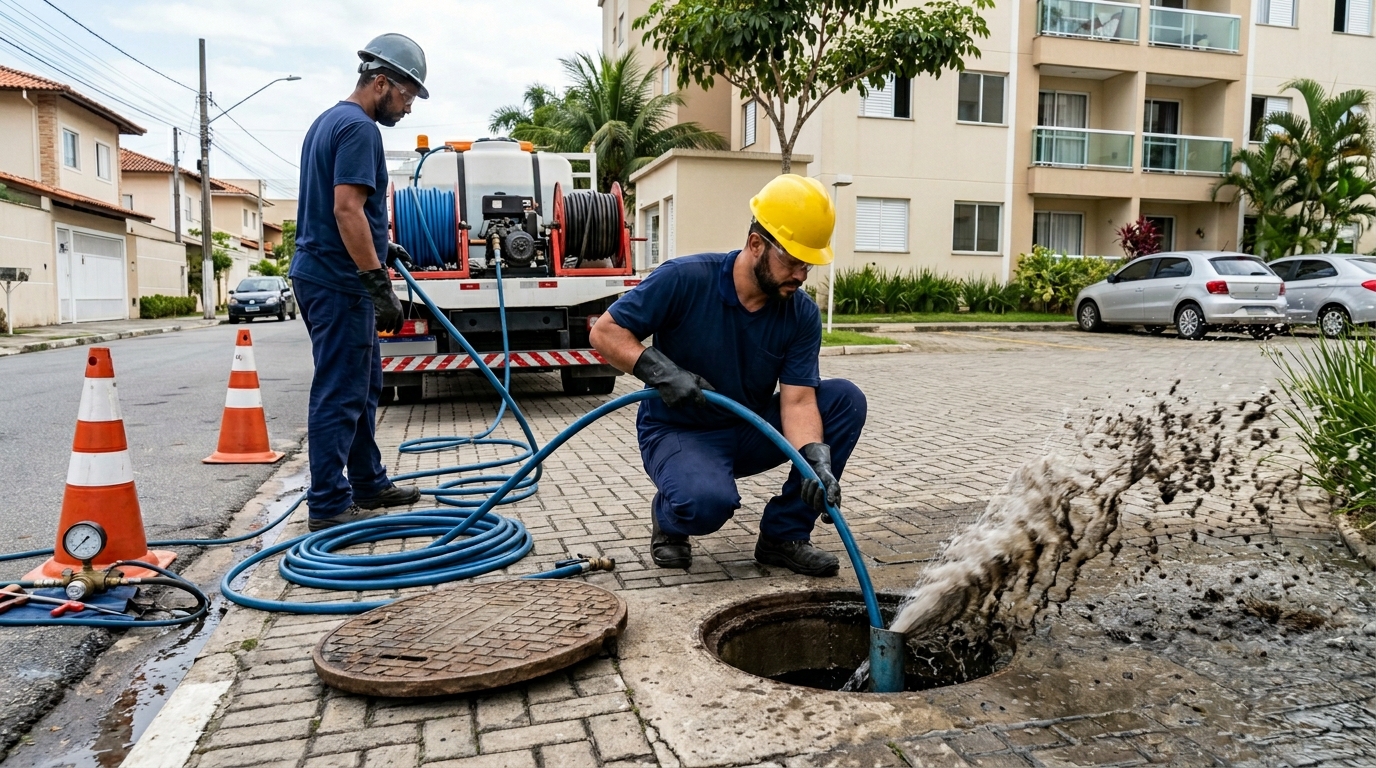 Desobstrução com Alta Pressão na Pousada do Vale, São José dos Campos‑SP