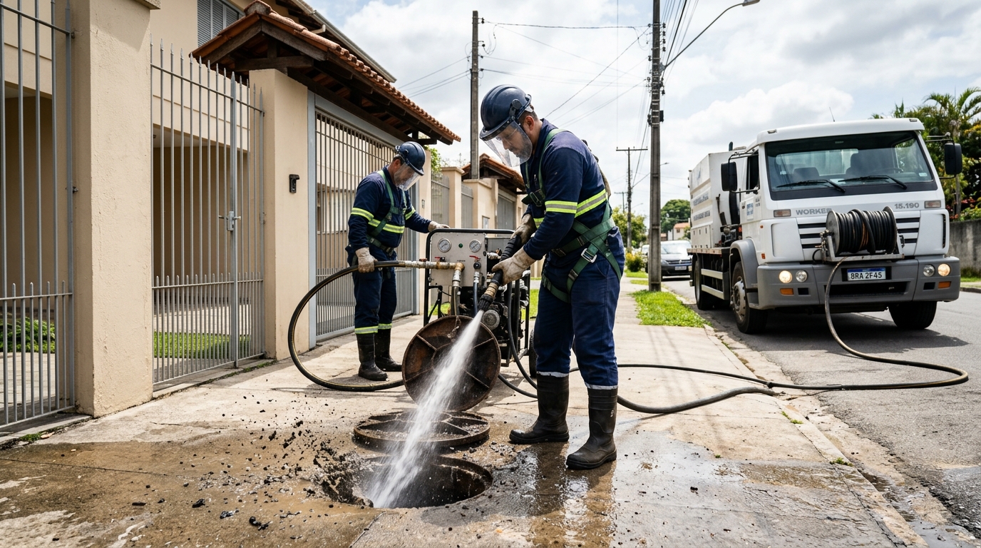 Limpeza de Tubulação com Hidrojato na Pousada do Vale, São José dos Campos‑SP